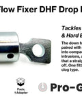 Heavy Duty Down Head Fitting For Drain Snake Fits 5/16 And 3/8 Inch Cable Slick Slotted Converter angled view showing steel design for plumbing use.