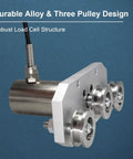 Built Tough Workhorse Tension Sensor For Wire Rope Featuring Triple Pulley Setup Rock Solid Load Cell Force Meter Up To 20Kg Capacity with stainless steel housing