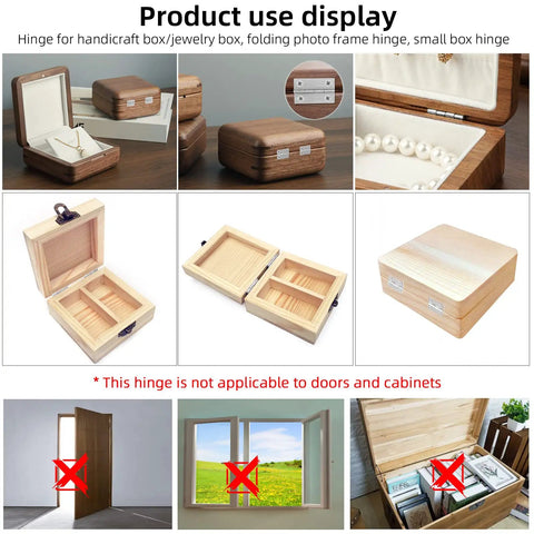 Rock Solid 70 Pcs Mini Hinge Set With 300 Tiny Screws Includes Both 24 X 16 Mm And 18 X 15 Mm Sizes on wooden jewelry boxes.