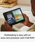 Man using Top Shelf Ten Point One Inch Tablet With A Dope Full Hd Display And Snappy Octa Core Processor Packing Four Gb Ram And Thirty Two Gb Storage To Smash Streaming Marathons Heavy Gaming And Daily Tasks Without Lag On All Day Battery Life In Classic Black for multitasking.