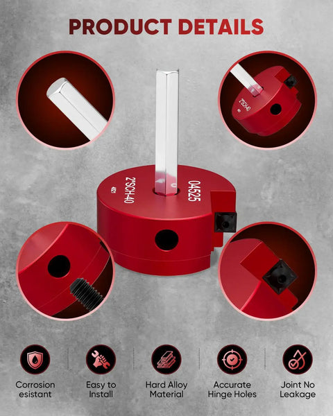 Red 2-Inch PVC Pipe Reamer Kit With 2-Inch Head, Fitting Saver features multiple views showing carbide insert and anodized aluminum body