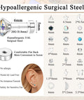 Hypoallergenic Flat Back Stud Earrings Set 21 Pairs Of Stainless Steel Earrings For Women Nickel Free And Lead Free Rust Proof And Tarnish Resistant Vacuum Plated Finish For Comfort. 316L flat back stud earring sizes and shapes chart