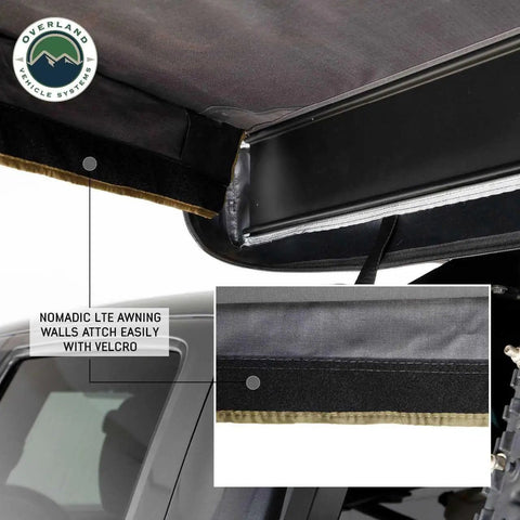 Hella Rugged Partner Side Awning Wall To Keep Your Trail Campout Rig Shade Covered with Velcro attachment detail.
