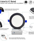 Diagram showing 12 Pack 6 Inch Dimmable LED Recessed Lights Ultra Thin Canless Black with Junction Box 110V 1150LM ETL rated components