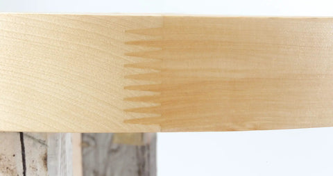 Close-up of smooth maple wood showing craftsmanship details for Premium Wood Lazy Susan Double Tier Turntable For Corner Base Cabinets.