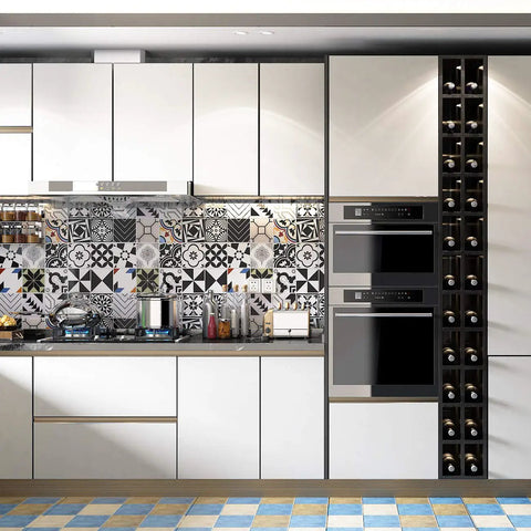Modern kitchen with cream white cabinets using Cream White Matte Peel And Stick Wallpaper Removable Self Adhesive Thick Vinyl.