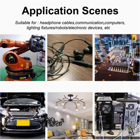 Application scenes for 14 Awg Tinned Copper Electronic Wire 20 Meter Led Extension Cable in devices, robots, and lighting fixtures.