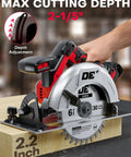 This Badass 6.5 Inch Cordless Circular Saw Packs An 8000 Rpm Brushless Motor Built For Milwaukee M18 Batteries Delivers Smooth Cuts And Serious Job Site Muscle Every Single Time, showing max cutting depth adjustment.