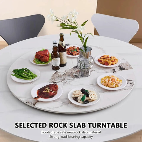 Polished Marble Lazy Susan Turntable Boasting A Smooth Operator Rotation to Level Up Your Dining Setup with various dishes and drinks.