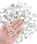 50 Piece Bulk Pack White Curtain Track Rollers Premium Quality Smooth As Butter Slick Glide Compatible With 11 mm Flexible Tracks in hand.