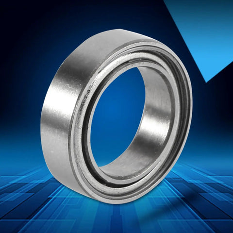 10 Pack 6700ZZ Double Shielded Ball Bearings Premium Bearing Steel Core Ultra Slim 10X15X4MM profile view on blue background.