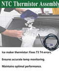 Thermistor Assembly NTC Sensor For Ice Machines Pro Grade IP68 Waterproof Temperature Probe Replaces 13459 000015573 Fixes T3 T4 Error Codes Fits Most Ice Makers installed on ice maker
