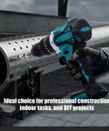 Tough As Nails 18V Cordless Drill And Impact Driver With Beast Mode Power drilling into metal pipe with precision.