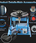 Rock Solid Workhorse Rotary Welding Positioner Turntable With Foot Switch Adjustable 2 To 20 RPM showing motor, power cord, controls, and pedal.