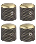 Dope Bronze Dome Guitar Knobs Four Piece Hardware Set With Allen Screws showcasing four bronze dome knobs with textured sides.