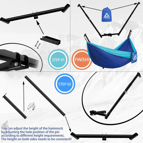 Beefed Up Hitch Mount Hammock Stand With Parachute Nylon Hammock And Storage Bag For 2 Inch Receiver Fits Class III And IV Trucks