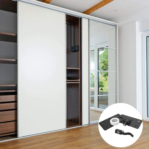 Heavy Duty Sliding Door Rollers For Closets And Wardrobes Concave Nylon Wheels With Adjustable Height Silent Track Glides built into modern closet.