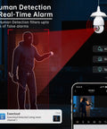 Security camera demonstrating human detection and real-time alarm feature as part of the 2K Light Bulb Camera With 5G And 2.4G WiFi.