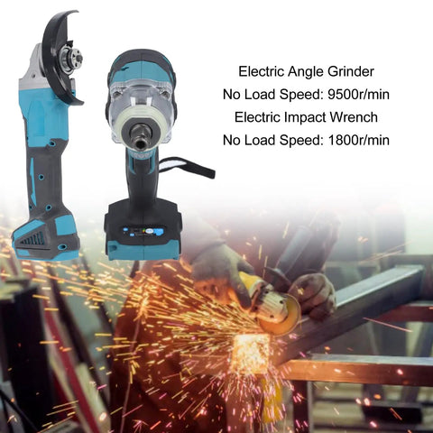 Pro Grade Brushless Angle Grinder And Cordless Impact Wrench Set delivering 350 Nm Torque And 9500 Rpm Speed for smooth operation.