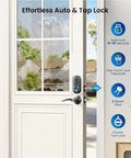 Skip The Keys Forever With This Top Shelf Keyless Entry Door Lock Featuring Heavy Duty Electronic Keypad Auto Lock Design And Backlit Handles For Hassle Free Daily Use Anytime on a white door.