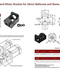 BK Support End and Motor Bracket for 16 mm Ballscrew and Nema 23 Motor, precision hardware for CNC applications.