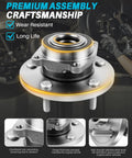 Close-up of Two Piece Front Wheel Bearing Hub Assembly Set Compatible With Dodge Journey 2009 To 2020, detailing craftsmanship and materials.