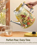 Retro 1L Electric Kettle Cordless 800W Fast Boil Double Wall 304 Stainless Steel BPA Free Auto Shut Off Compact Floral Print