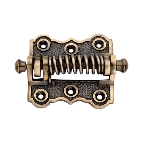 Solid Brass Screen Door Spring Hinge With Self Closing Mechanism For Built Tough Heavy Duty Decorative Hardware Antique Brass Finish