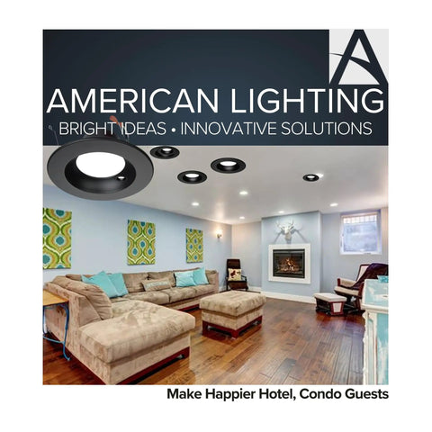 Advantage Select 5 To 6 Inch LED Recessed Downlights Kit in stylish living room, bronze finish, showcasing modern lighting solutions.