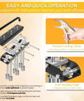 Diagram of Three Station Edge Roller Bead Bender with locking clamp and 0-90 degree bending angle features highlighted.