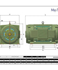 Rock Solid General Purpose Electric Motor 100HP 3600RPM 3Phase dimensions, cast iron frame diagram for pumps and fans.