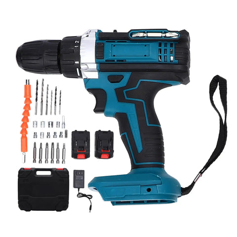 Nifty 2-Speed Cordless Drill for Home Use with US Plug Provides Two Flexible Speed Settings and Forward and Reverse Control for Quick Screw Jobs - includes drill, bits, and case.