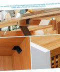 Built Tough Iron Corner Brackets For Cabinet Repair With Included Screws For Quick Diy Fixes No Sweat Power Drill Install For Shelves And Tables Slick Black Heavy Duty L Bracket Shelf Support Hardware Pack on wooden furniture.