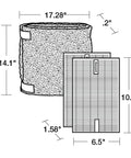 Dimensions of R HEPA Filter Replacement Kit For Air Purifiers With A Pre Filter Roll And Cutting Template Includes Two R HEPA Filters