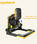 Cordless LED Work Light Compatible With Dewalt And Milwaukee 18V 20V Batteries showing foldable mag base and battery adapter