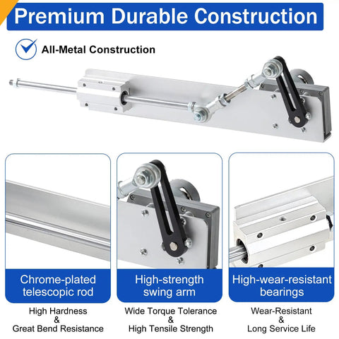 Slick 24 Volt DC Reciprocating Linear Actuator With Remote Speed Controller and Hella Adjustable Stroke Range, chrome-plated rod and swing arm.