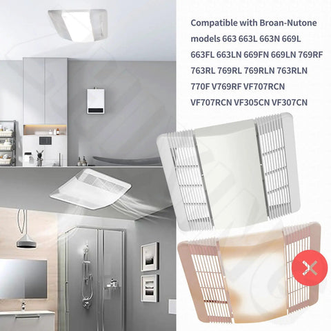 Straight Up Solid Replacement Ventilation Fan Grille Lens Cover For Standard 663 663L Bathroom Exhaust Vent Housing Grill Direct Swap Quick Fix, showcasing white plastic lens covers.