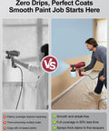 Comparison of patchy vs smooth paint job using Electric Paint Sprayer With 3 Spray Patterns And 4 Brass Nozzles, Variable Flow Control.