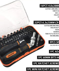 Ratcheting Screwdriver And Socket Set With Precision Bit Kit Rotatable Ratchet Handles And Storage Case Ultimate Diy Household Repair Kit For Bikes Watches Glasses And Phones in open carrying case