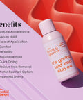 Bottle of Lace Melting Spray For Wigs With Extra Hold No Residue Bond Adhesive Ashy Lace Eliminator on red background.