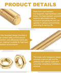 Heavy Duty Brass Fully Threaded Rod Set With Two Chunky Hex Nuts Featuring M8 Metric Thread And Ten Inch Run for secure connections.