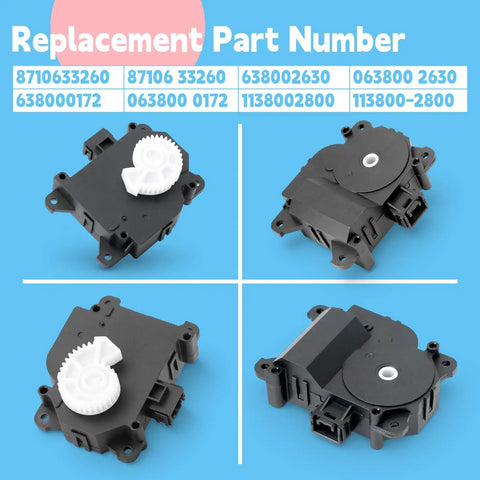 HVAC Blend Door Actuator Featuring Crisp Climate Control And No Sweat Upgrades For Toyota Camry Models and Lexus ES350 Vehicles, showing part details.