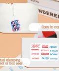 Top Notch Self Inking Stamp Set Boasts A Knockout 12 Pack Of Red And Blue Rubber Stamps in a compact carrying case.