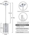 Diagram of Crystal Flush Mount Ceiling Light, 1 Light, Bulb Included, Silver Chrome Finish with dimensions and specs