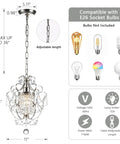 Small Crystal Chandelier Pendant Light Fixture With Elegant Sparkle One Light Adjustable Hanging Fixture for Home Decor details