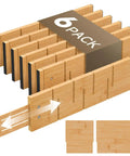 Hella Sturdy Bamboo Drawer Dividers Expandable Closet Organizers For Clothes six piece set with adjustable width design.
