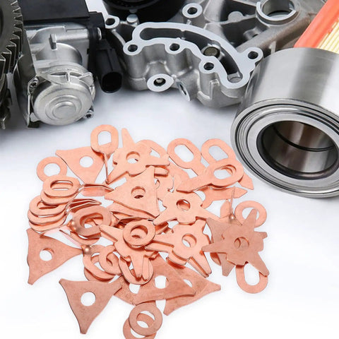 Auto Dent Puller Rings Kit 50 Count Iron Construction With Multifunctional Design, rose gold rings next to automotive parts