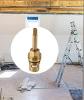 Built Like A Tank Brass Faucet Cartridge With Ceramic Valve Cores For No Nonsense Plumbing Repairs Heat Resistant And Smooth Glide Reliably Handles Daily Wear in an unfinished room.