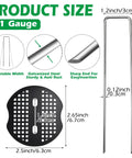 100 Pack Landscape Staples And 100 Pack Gaskets 12 Inch 11 Gauge Galvanized Steel Garden Staples With Black Pads Turf Staples For Weed Barrier Grass Pro, detailed product dimensions.