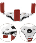 Heavy Duty Aluminum Smoke Transducer Removal Head Tool Rock Solid Sensor Socket Extractor showing polished silver finish and red grips.